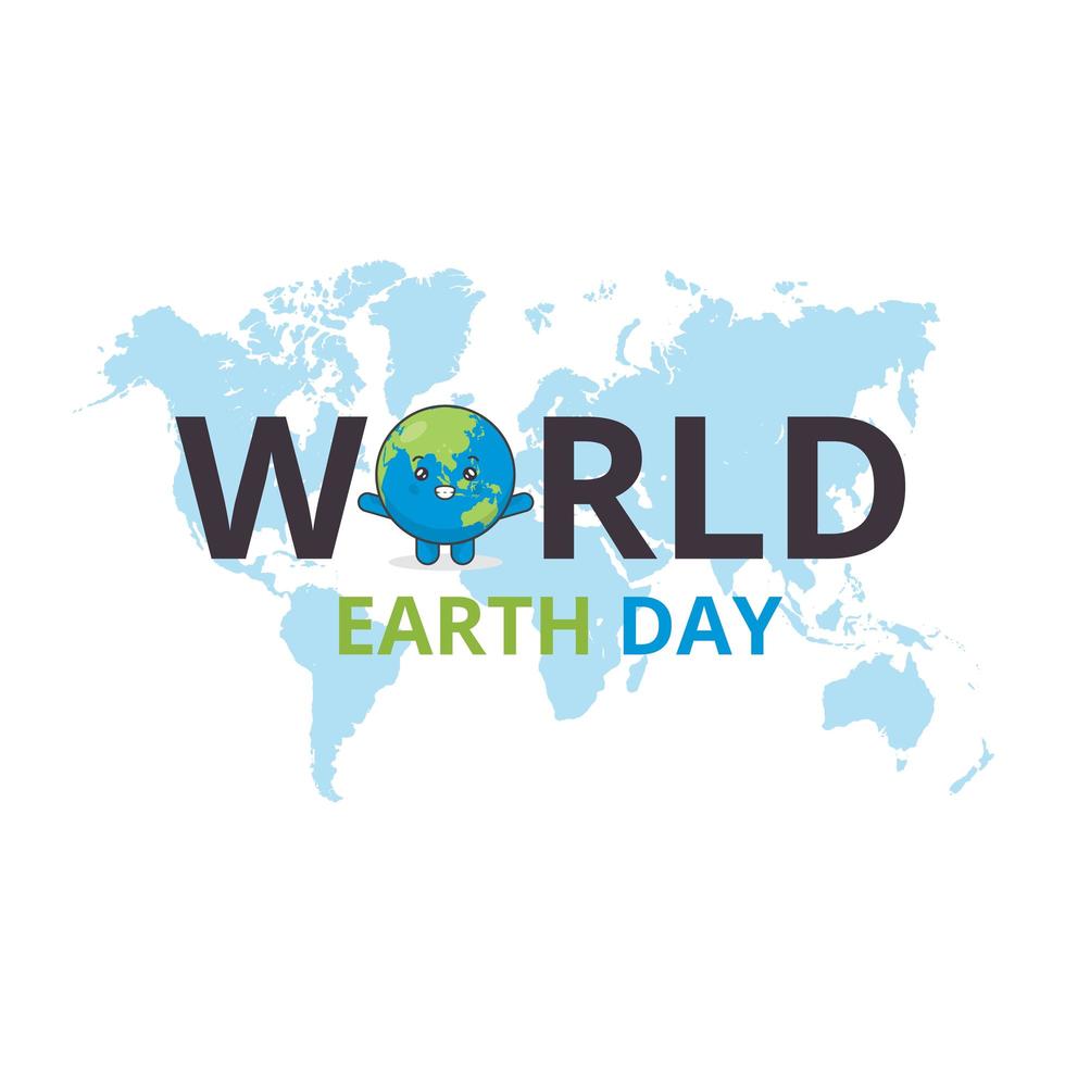 World Earth Day Design with Earth as Letter O vector