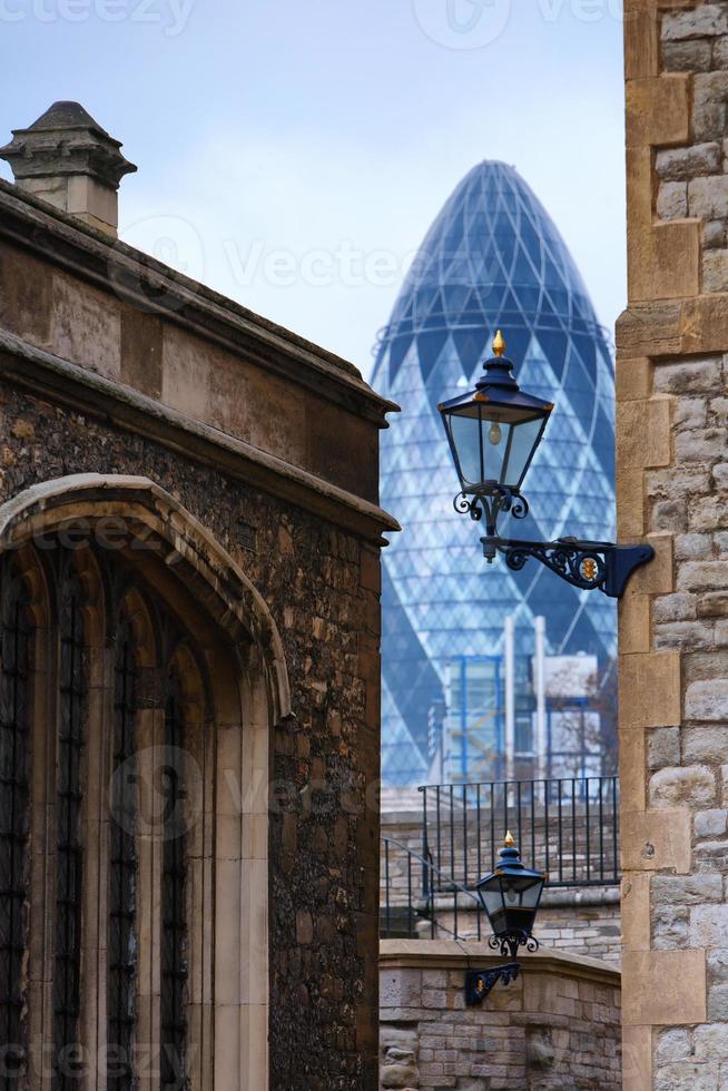 Tower Mary Axe and Tower of London photo