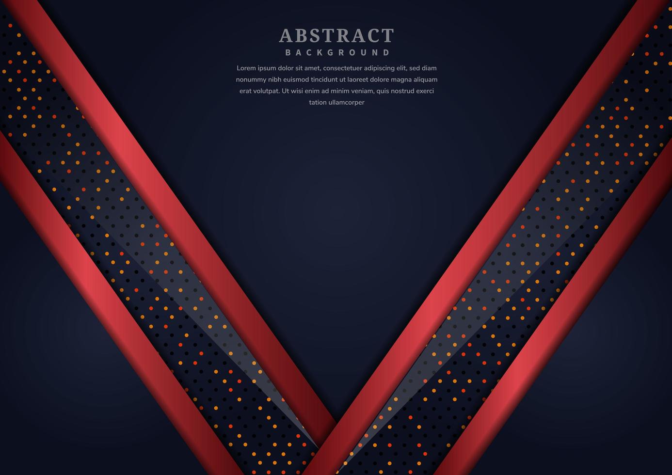 Abstract Dark Blue Background with Overlapping Shiny Red Accent and Dot Layers  vector