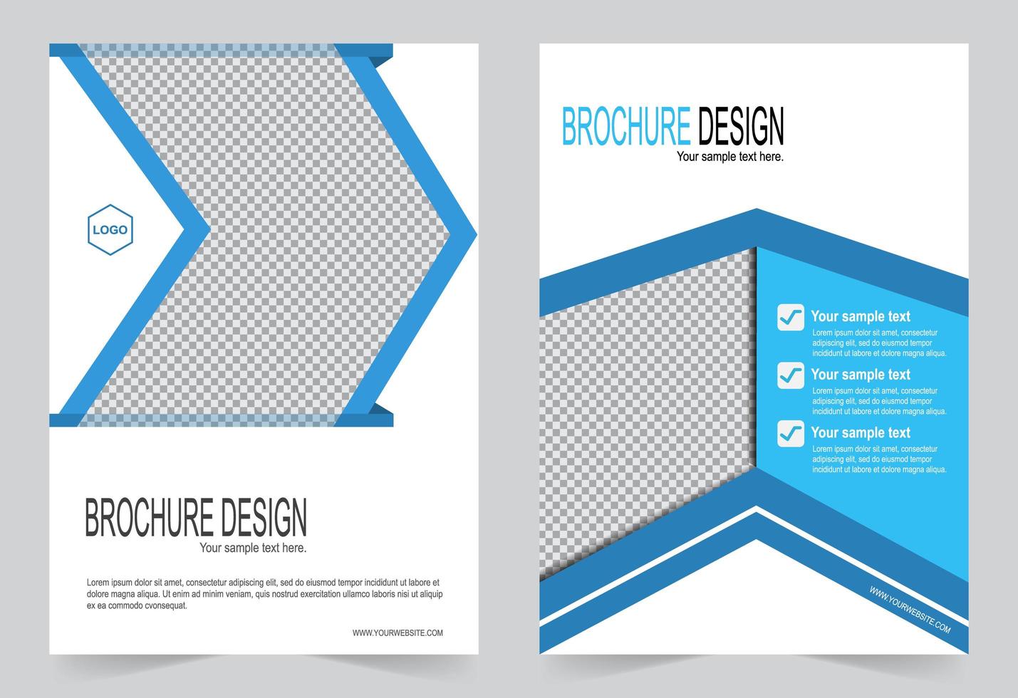 Annual blue and white shape report cover template set vector