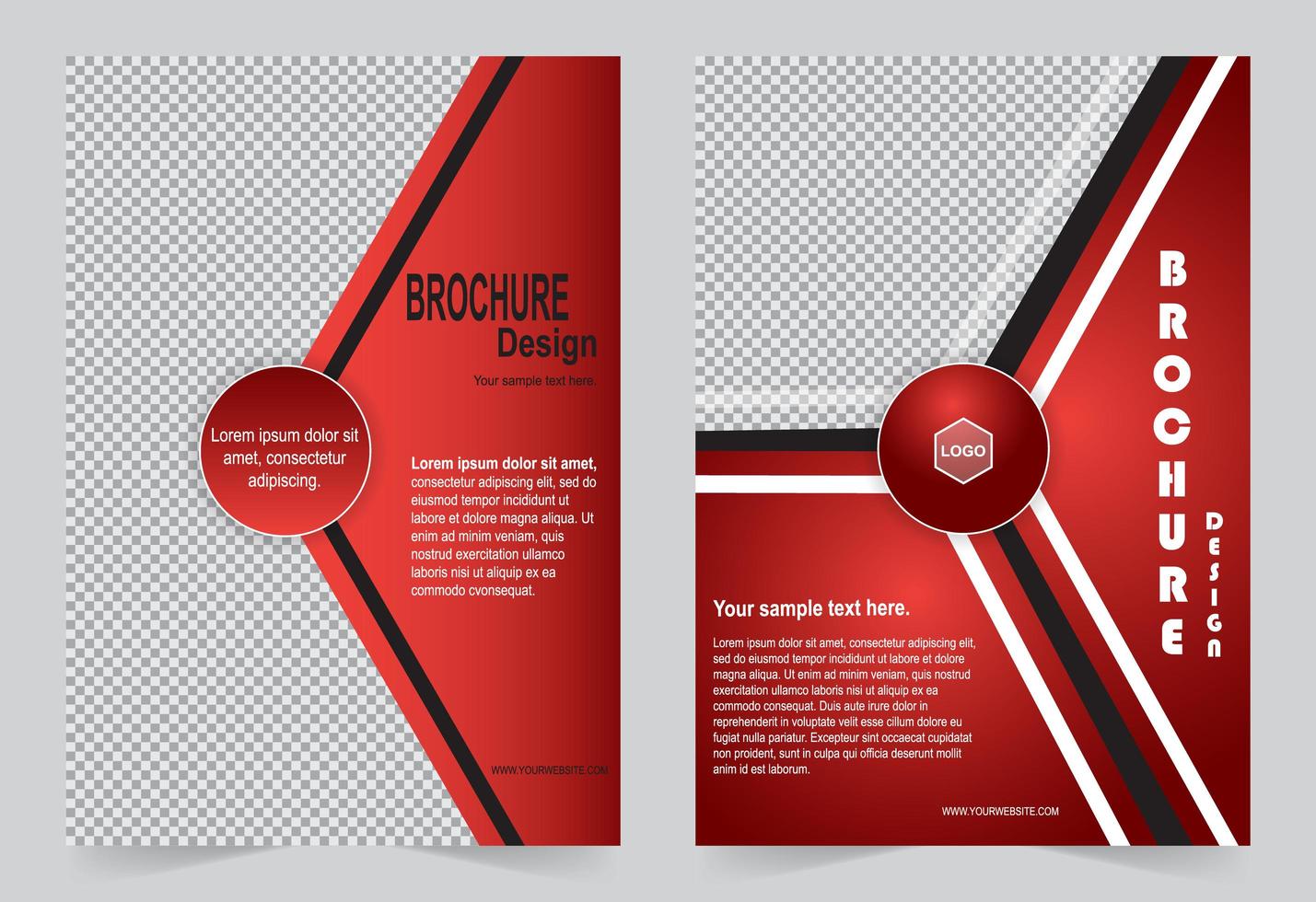 Red business or corporate template set brochure design vector