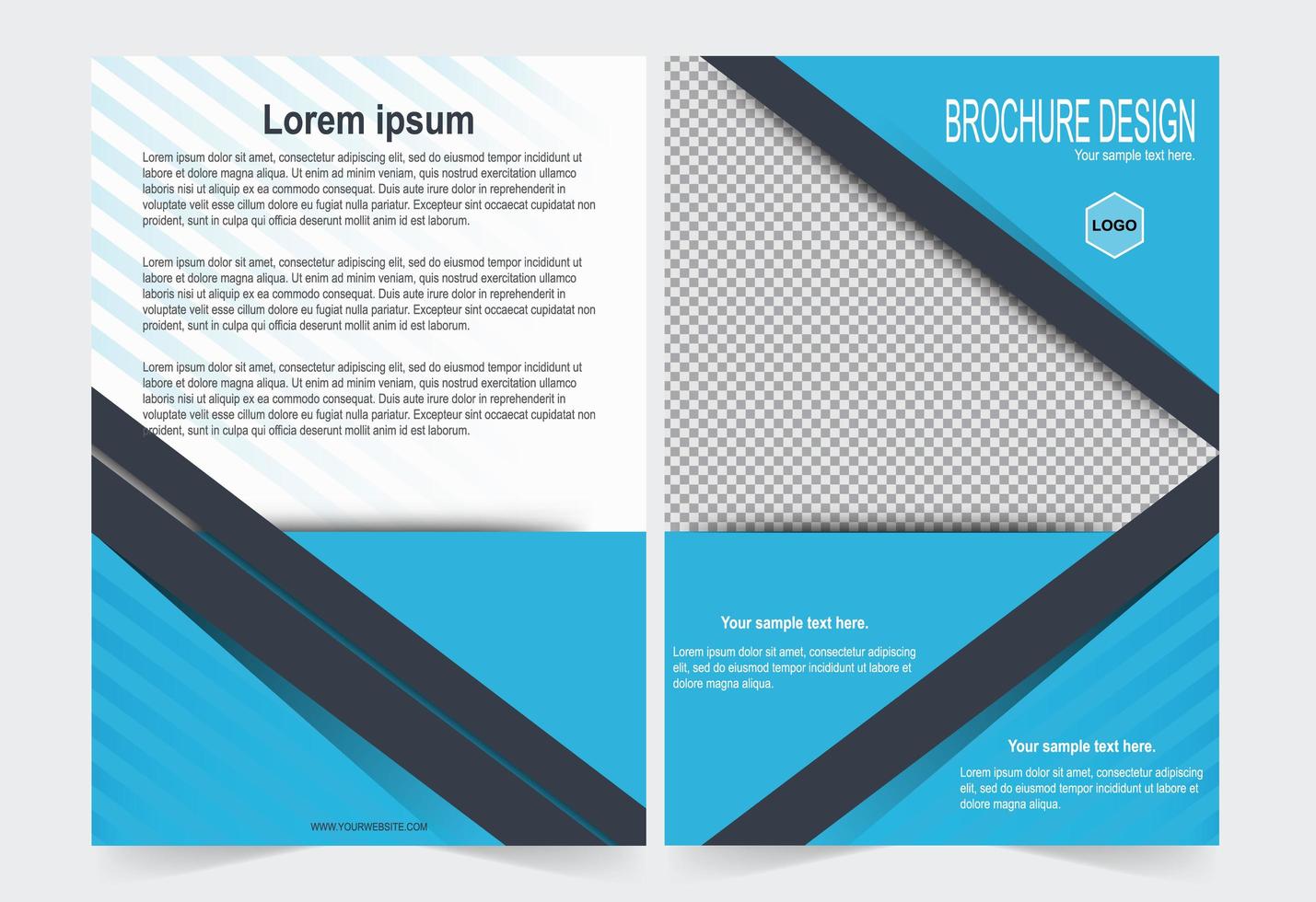 Blue cover for brochure template. vector