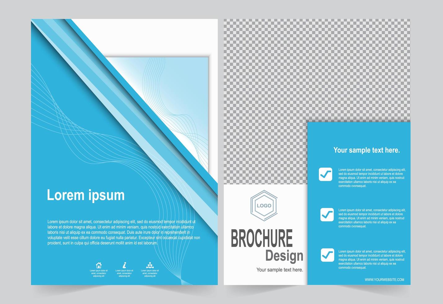 Blue annual report cover set.  vector