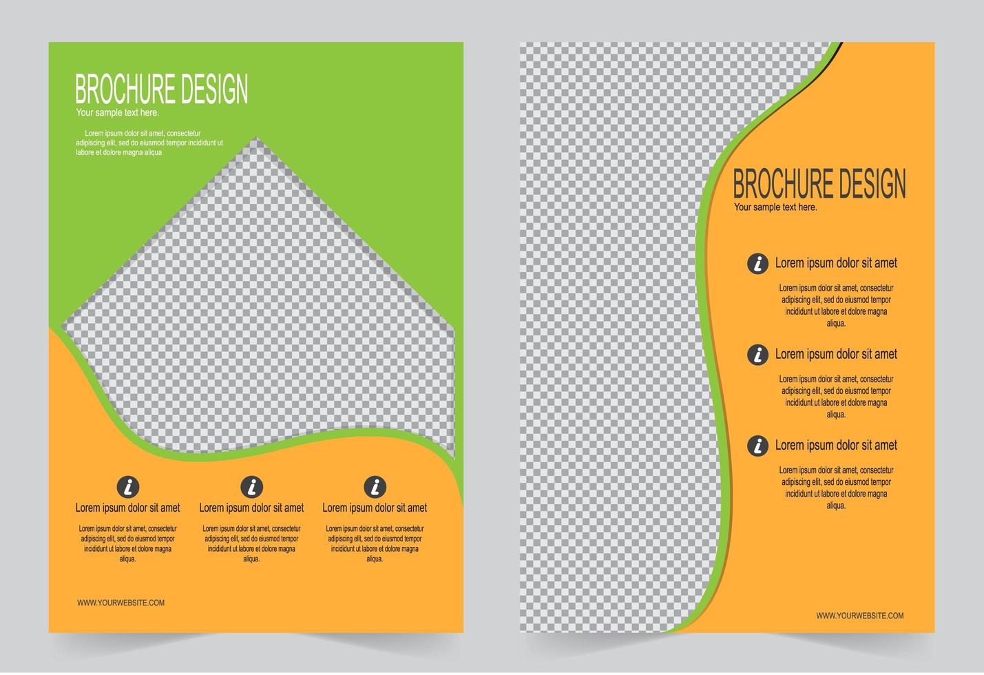 Green and orange cover set. vector