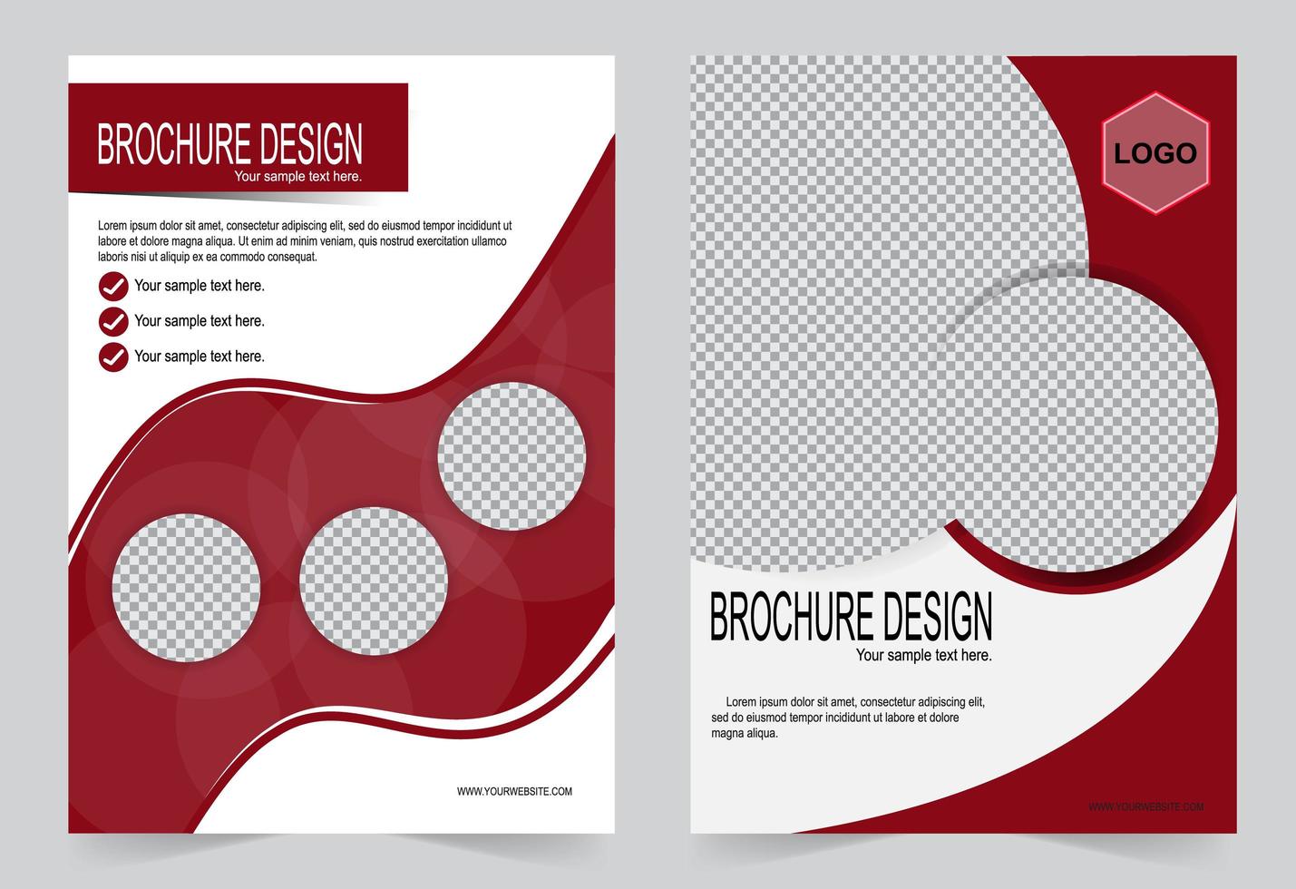 Red and white brochure template. vector