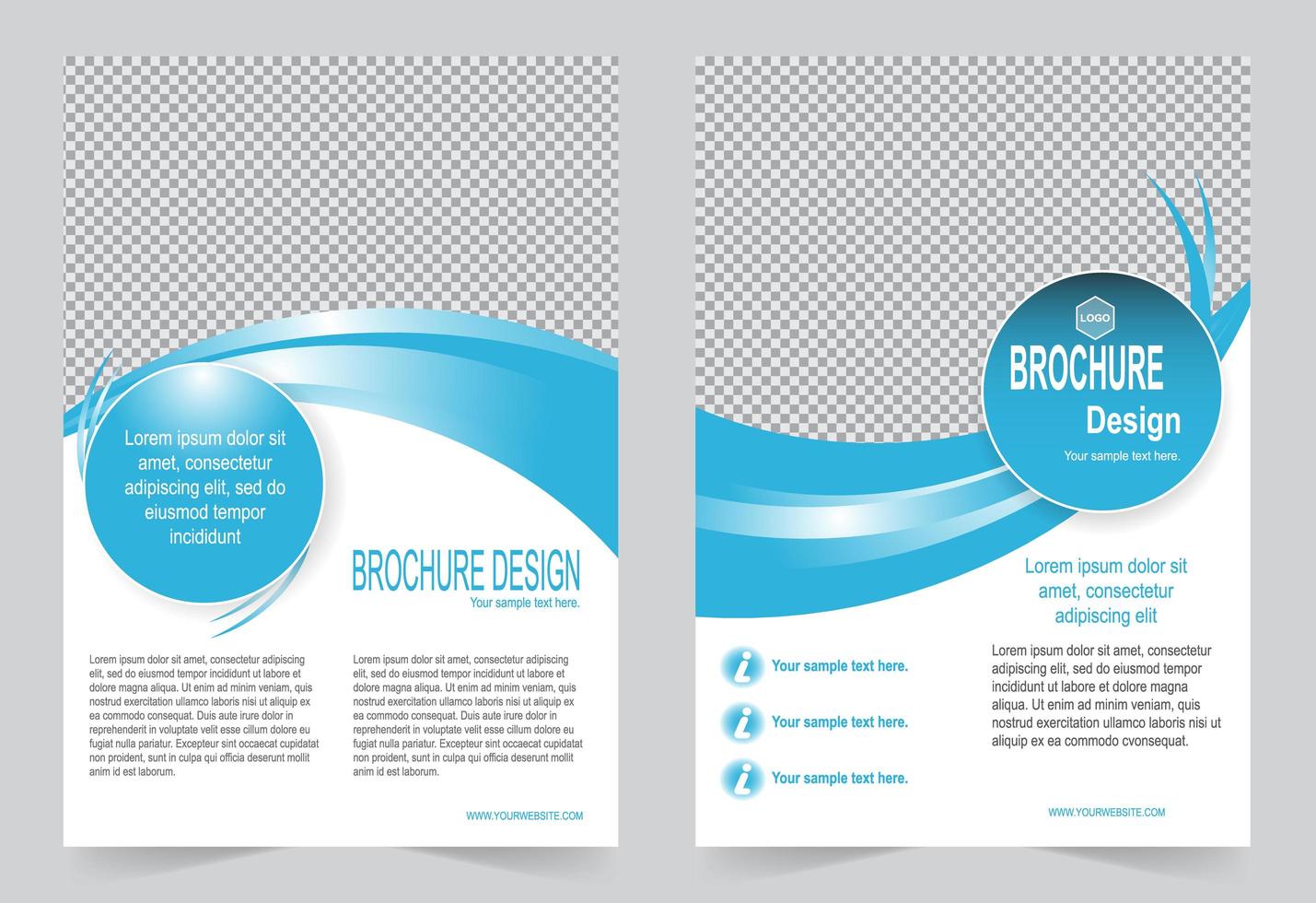 Blue wave cover brochure set vector