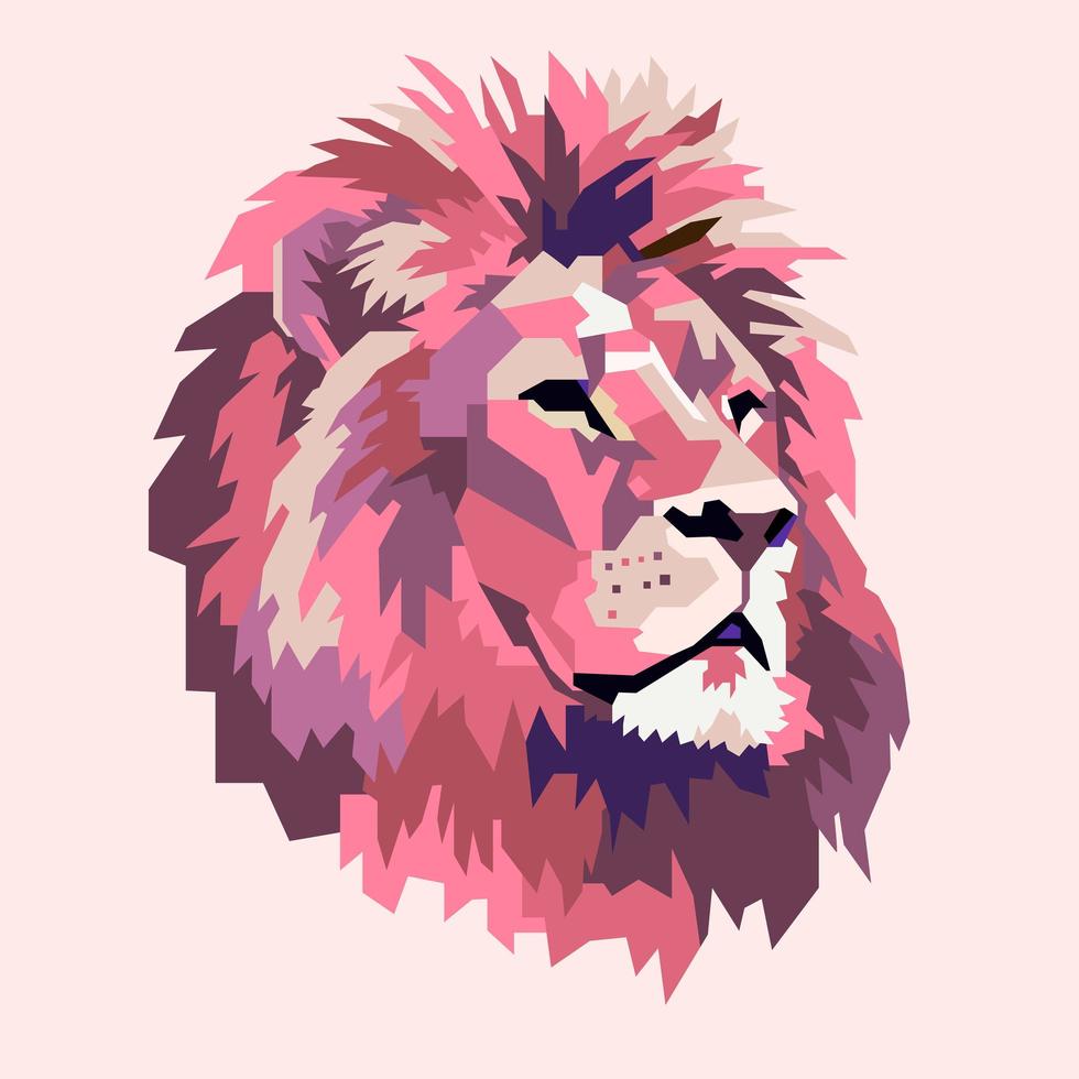 Abstract pink lion head animal logo  vector