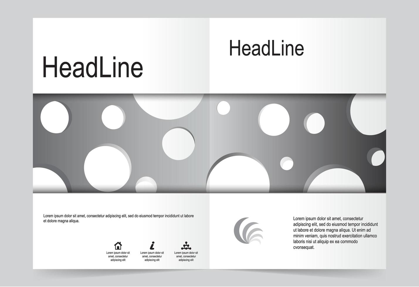 Silver front and back brochure cover set  vector