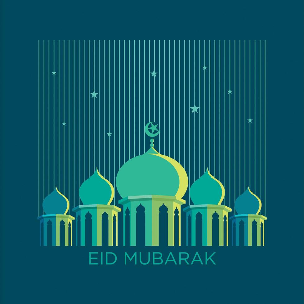 Simple mosque and star line design  vector