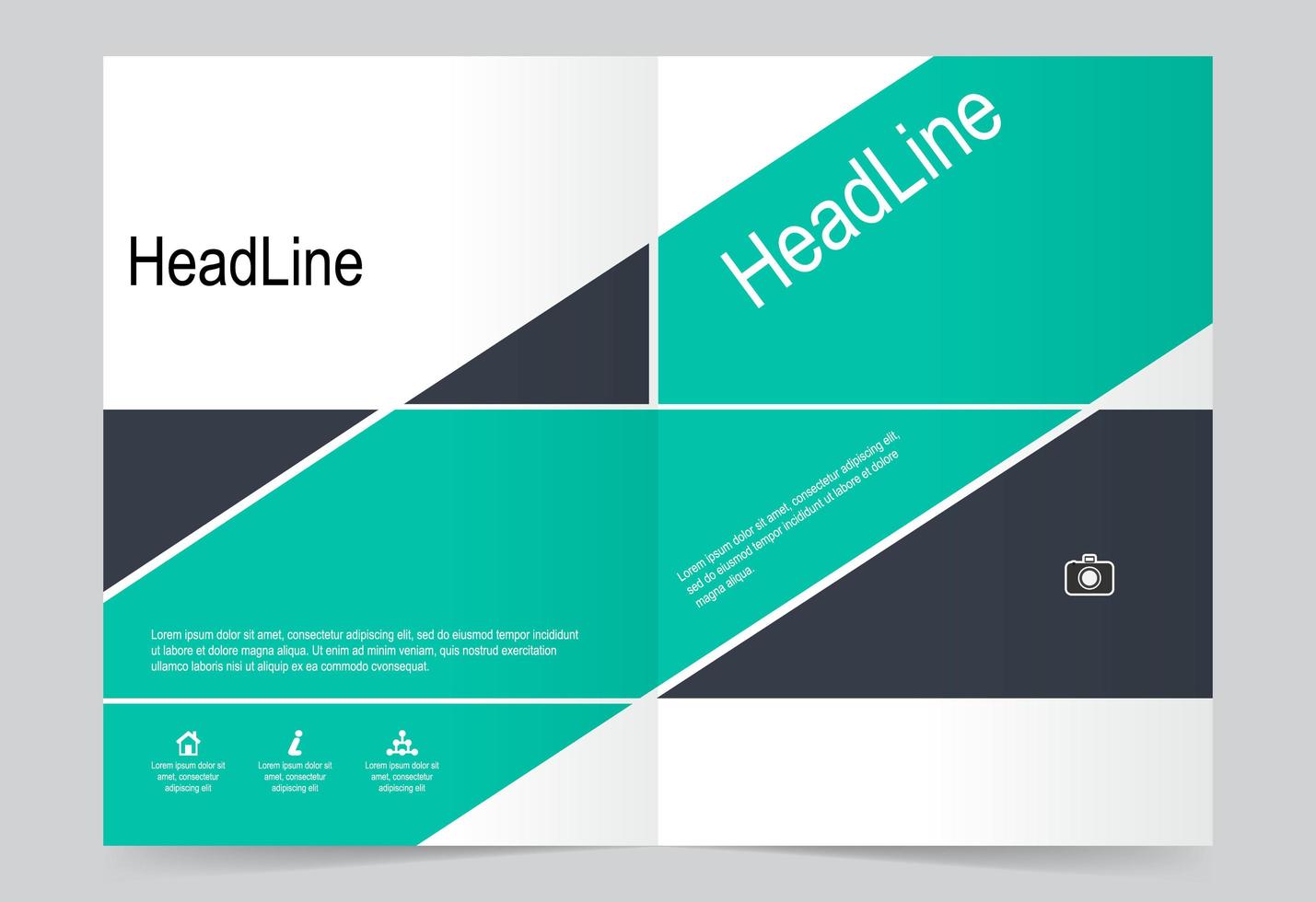 Turquoise and black geometric report cover template set vector