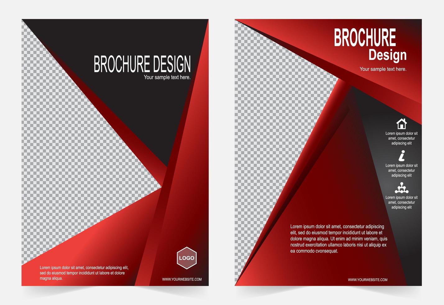 Red and Black Brochure template set  vector