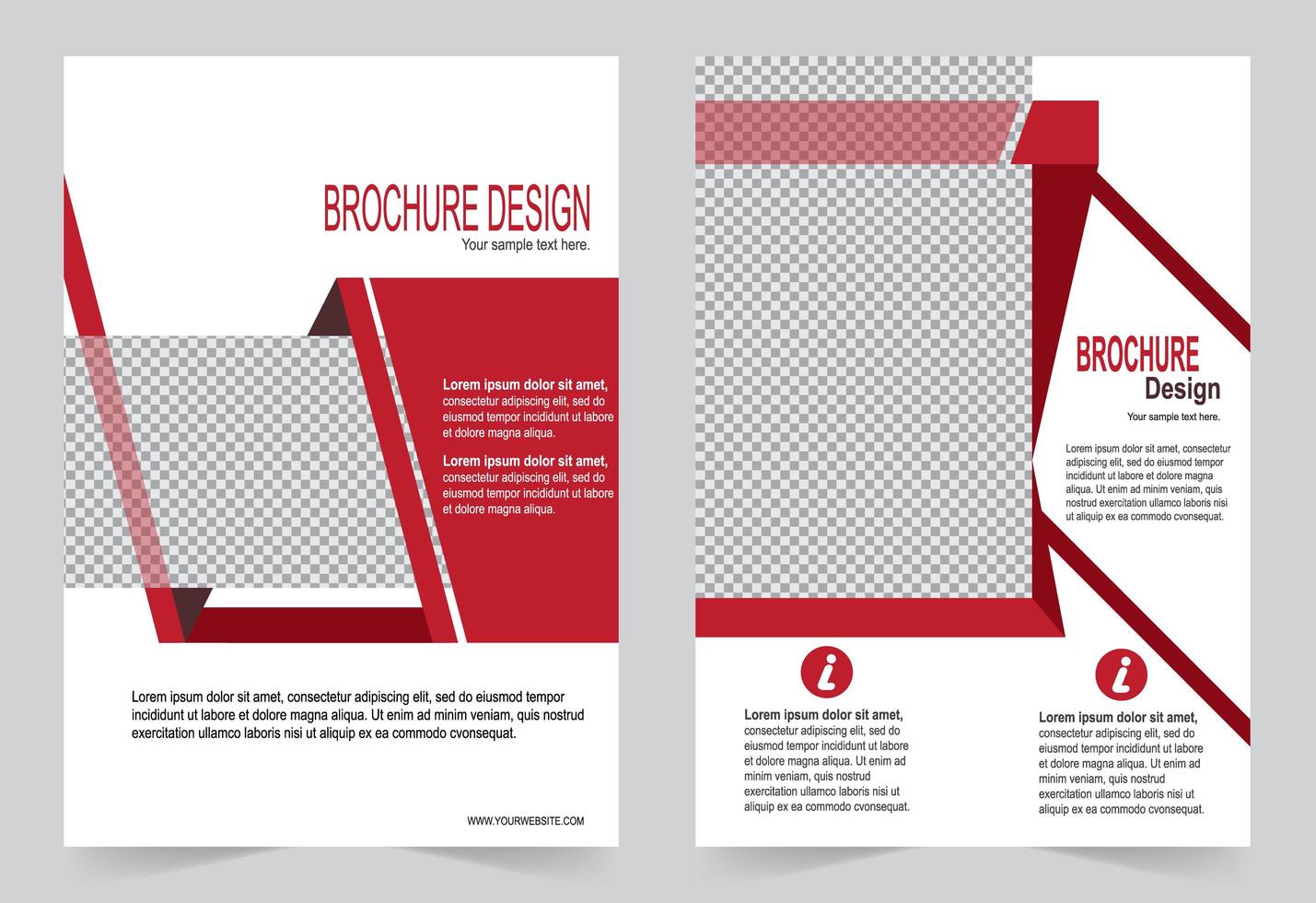 Red brochure template with photo frames  vector