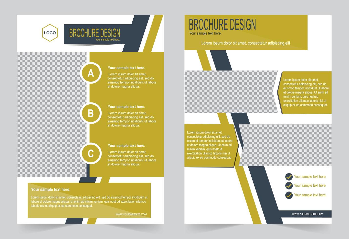 Flyer design black and yellow template vector