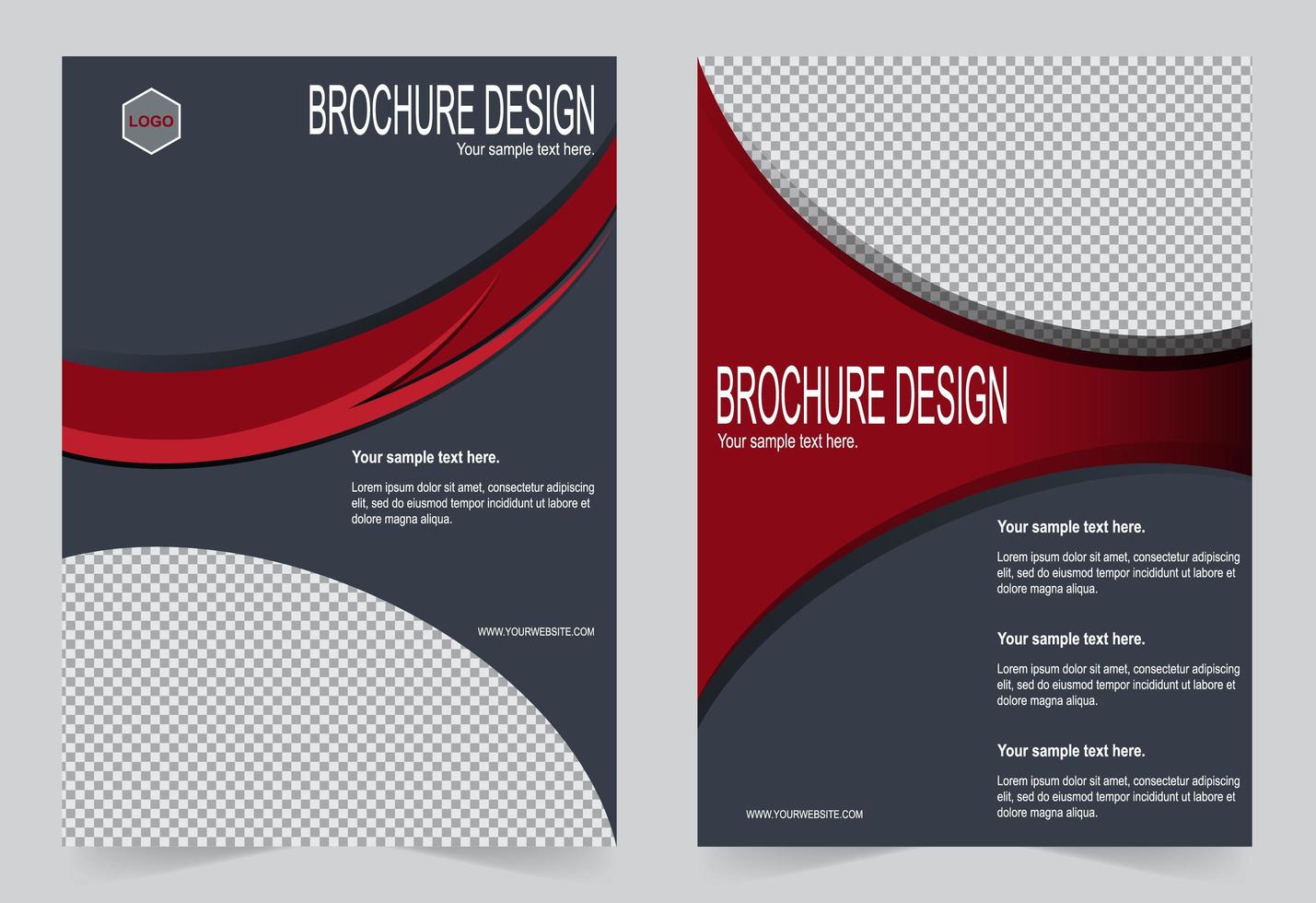 Grey and red cover template vector