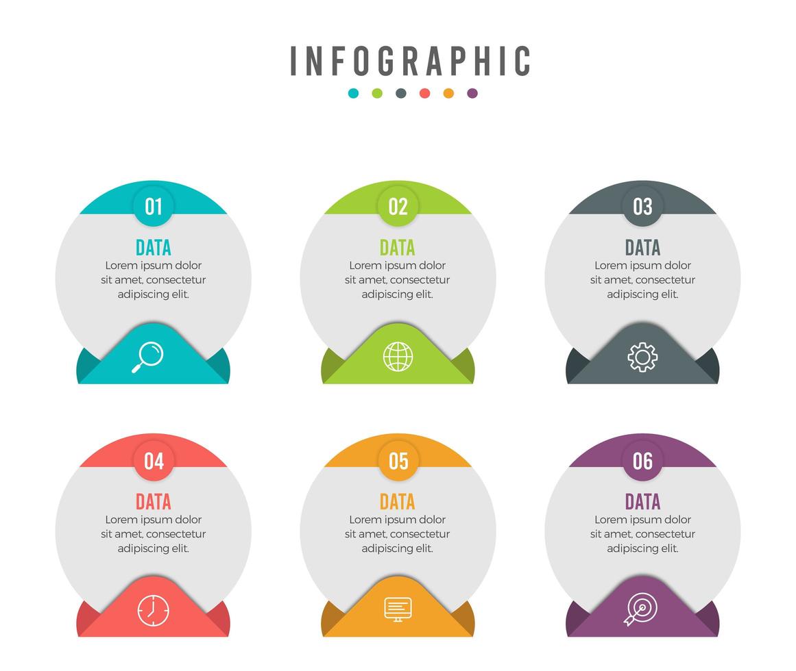 Infografía empresarial moderna con plantilla de diseño circular vector