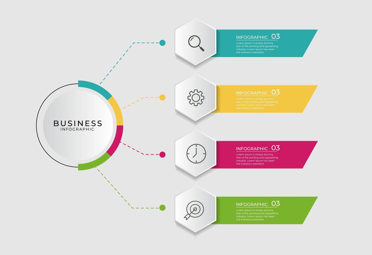 Infografía de negocios con diagrama circular y espacio de copia vector