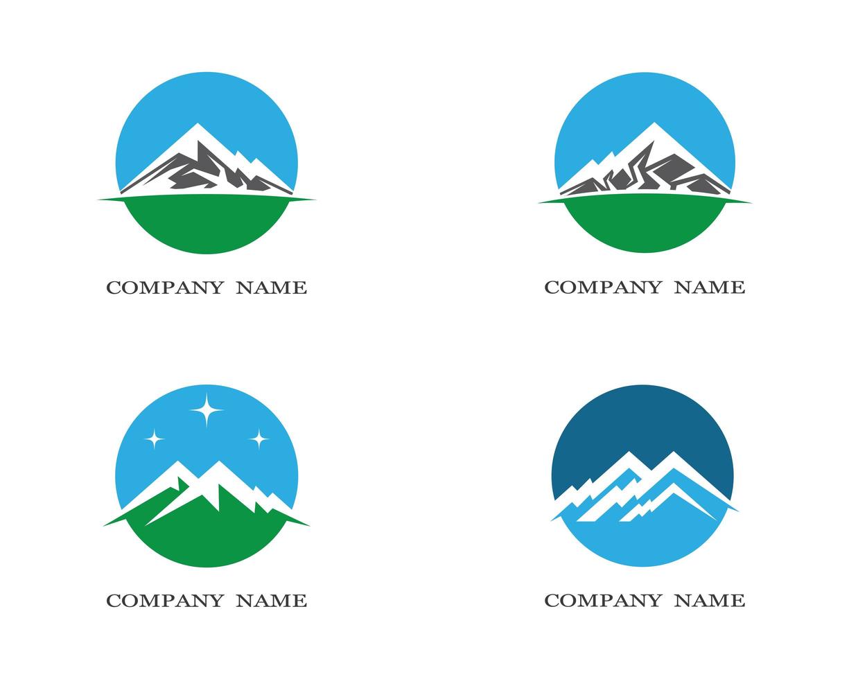 Conjunto de logotipo de icono de montaña redonda vector