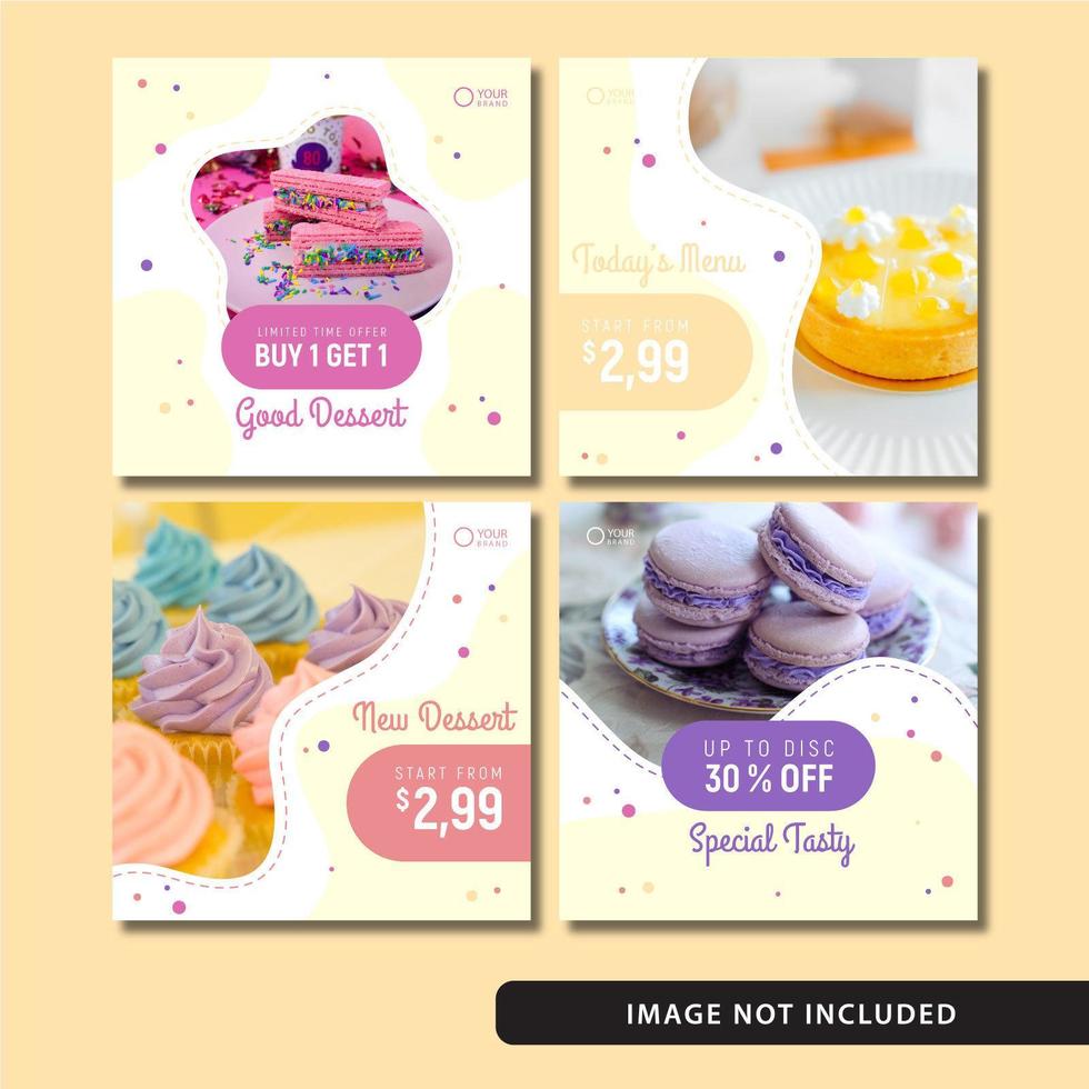 Yummy Dessert Social Media Post Template Set vector