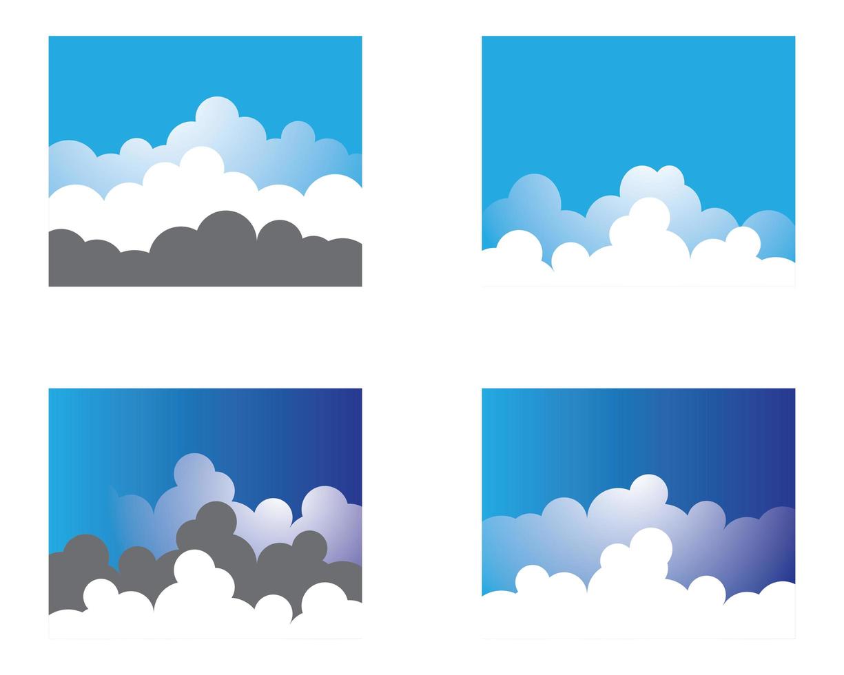 Blue sky with cloud background logo set  vector