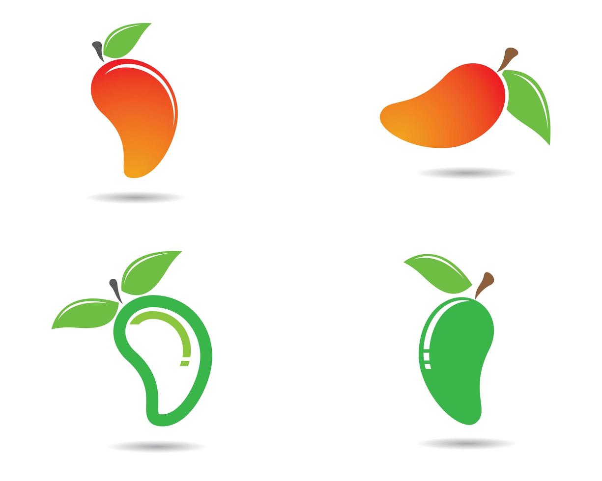 conjunto de iconos de fruta de mango vector