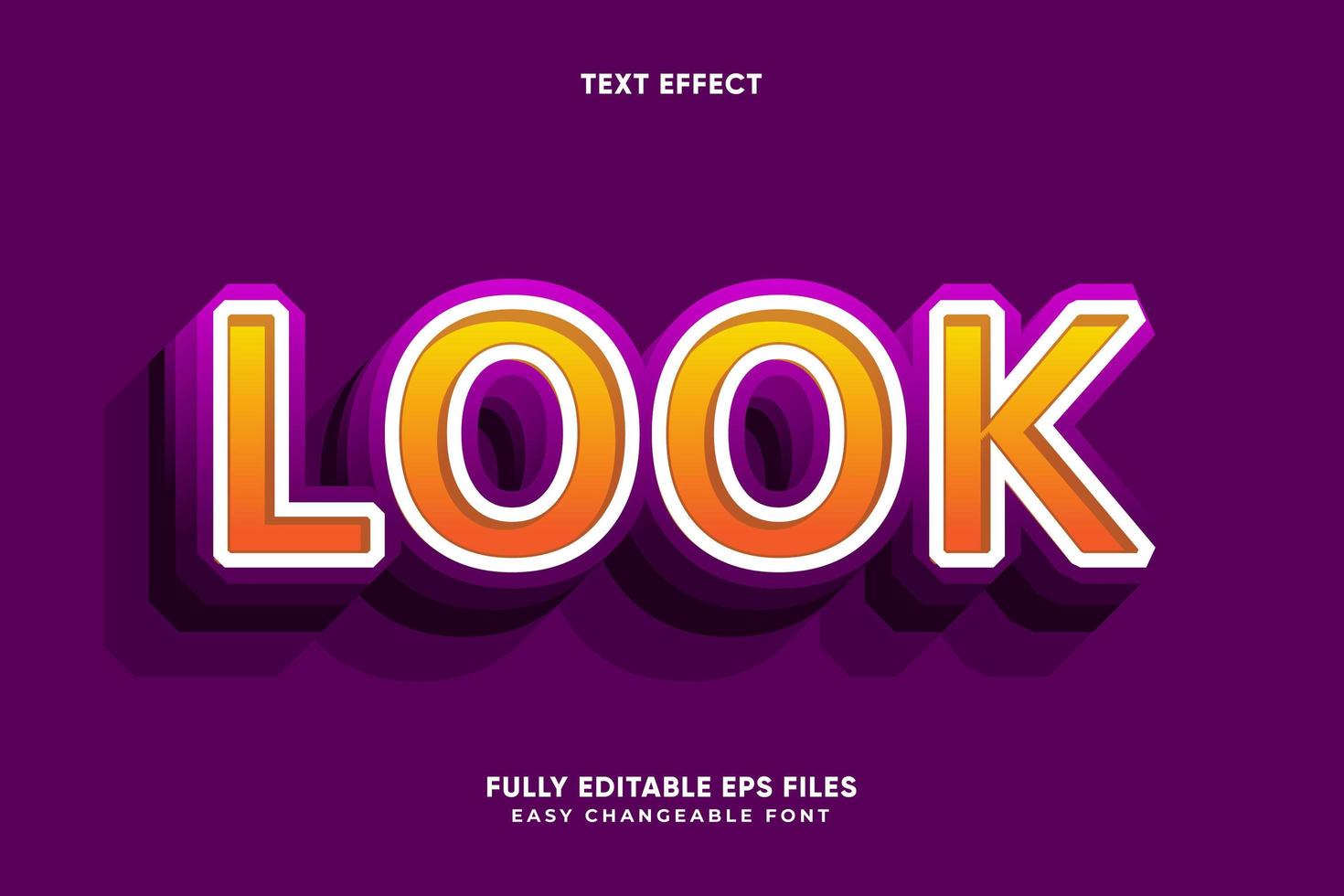 Orange with white and purple outline text effect vector