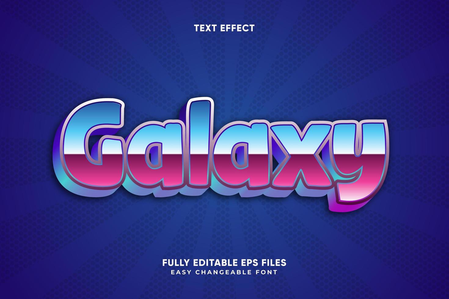 Metallic blue and pink galaxy text effect vector