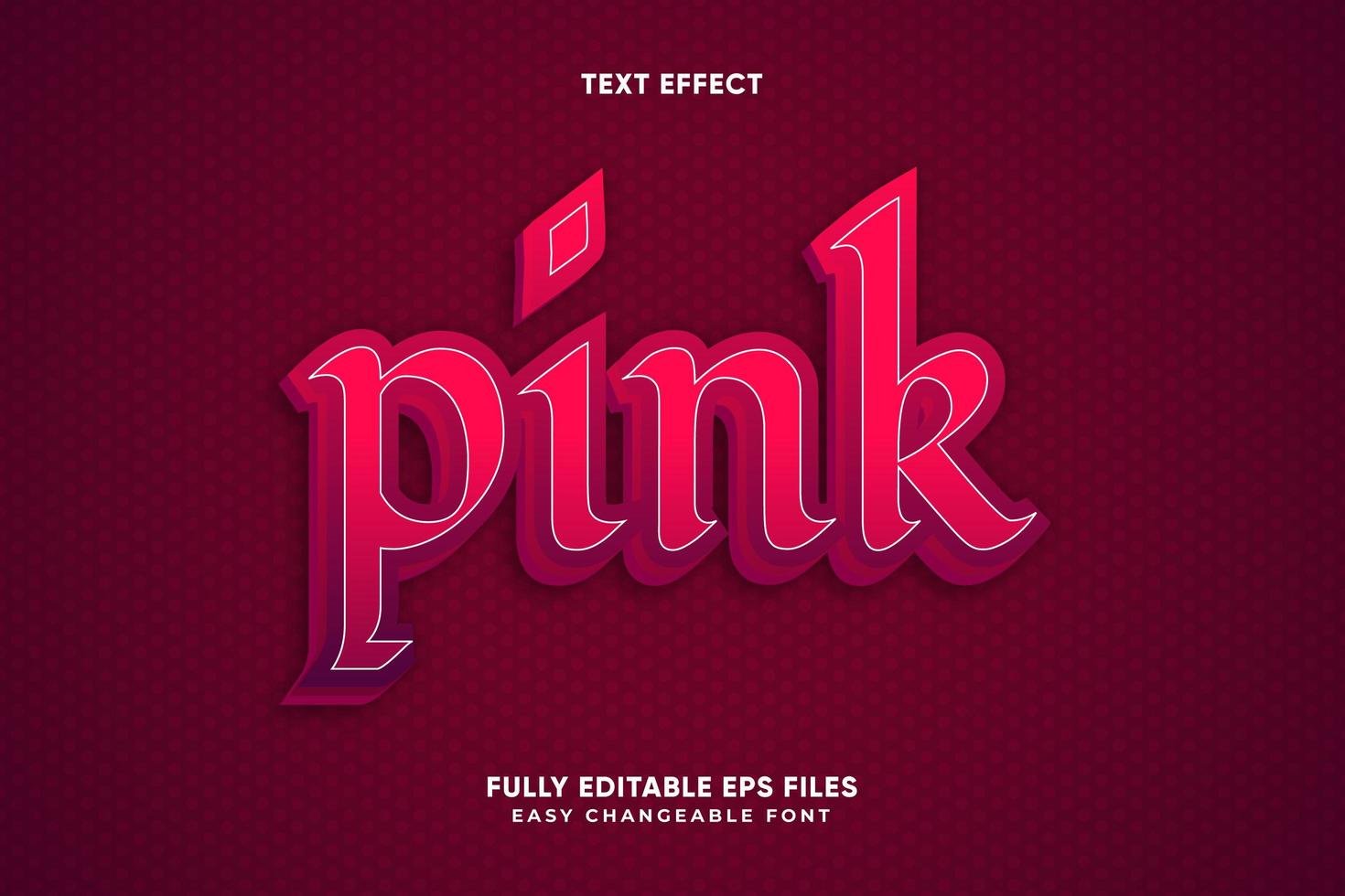 efecto de texto rosa en capas vintage vector