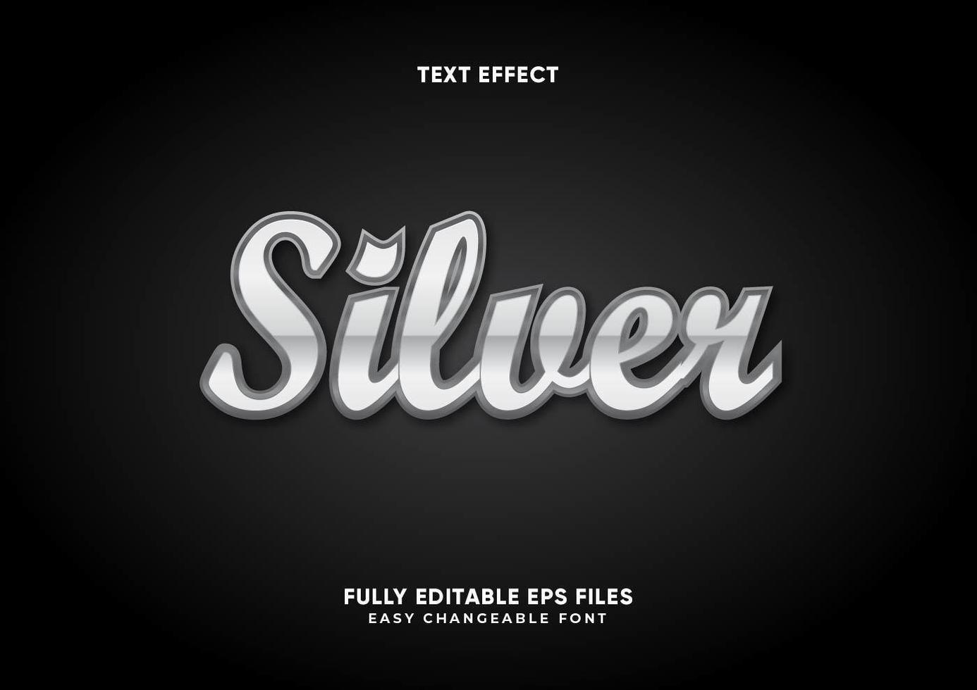 Metallic silver text effect vector