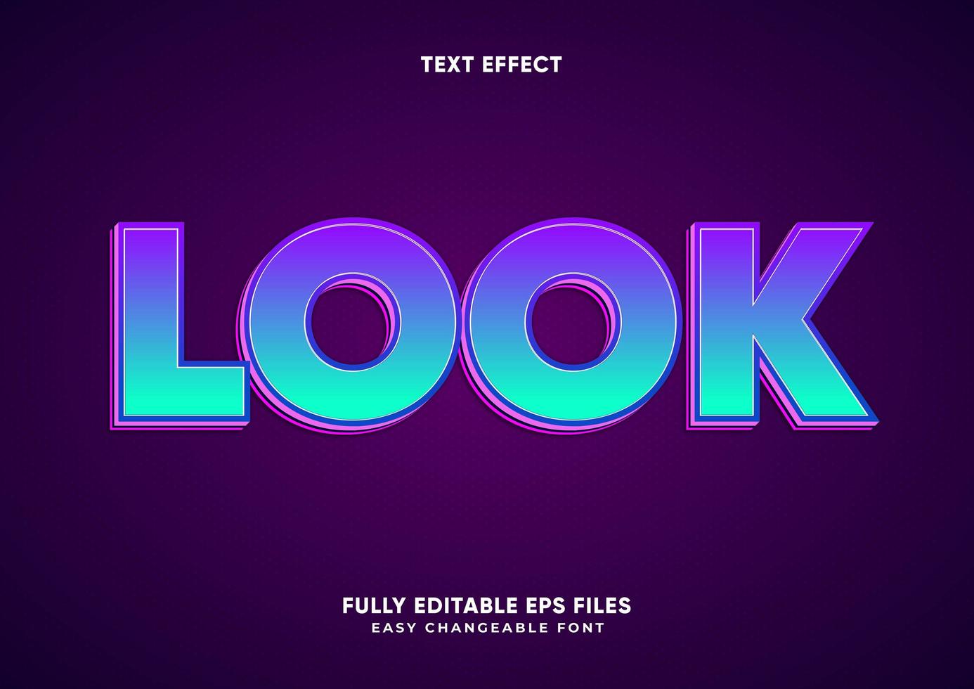 Bold purple and green gradient text effect vector