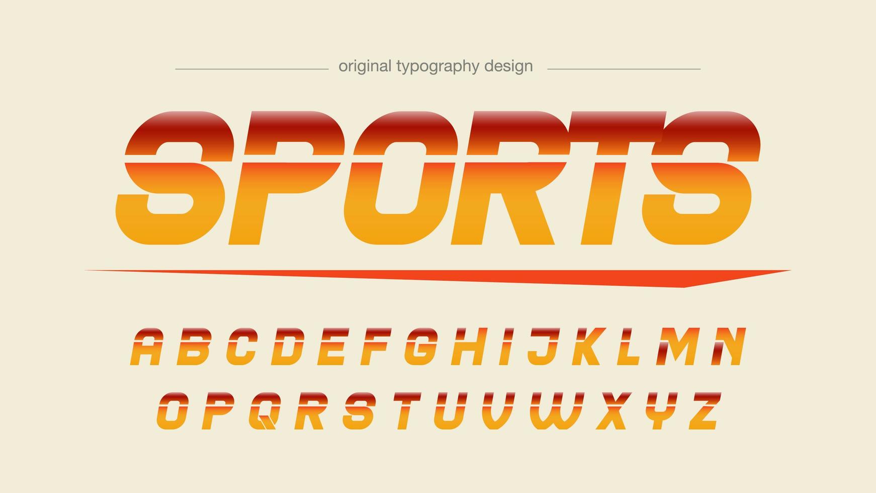 tipografía deportiva cursiva naranja y roja en rodajas vector