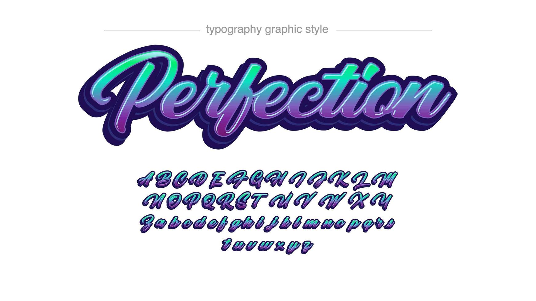 Neon Green and Purple Calligraphy Font vector