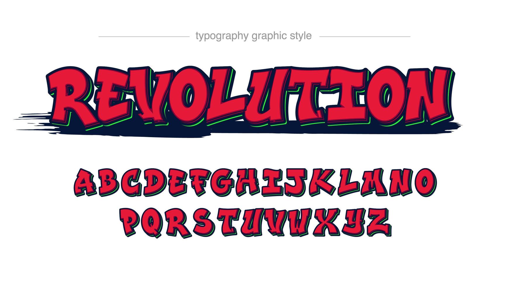 Red with Bold Stroke Graffiti Style Text Effect vector