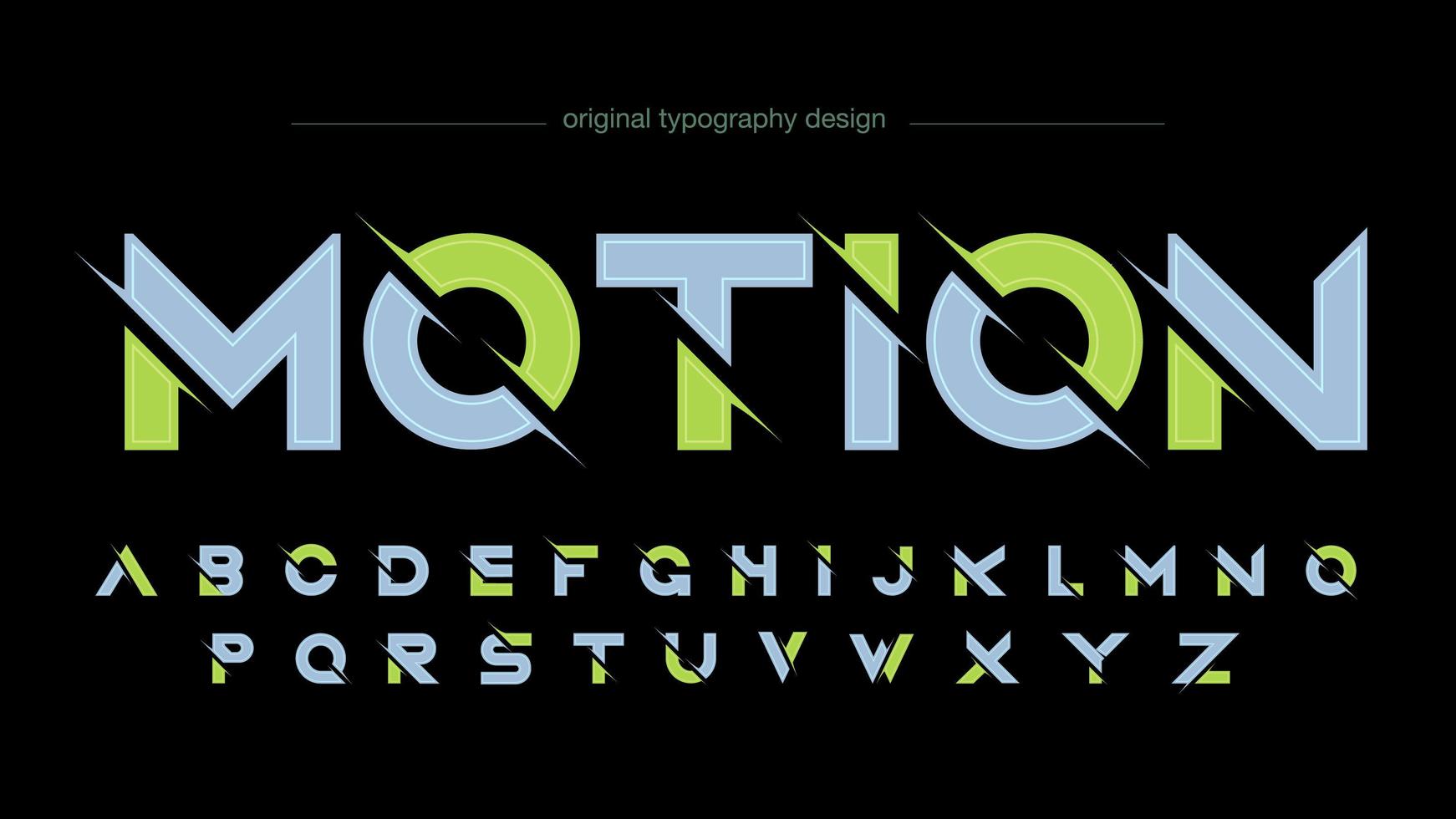 Futuristic Green Grey Sliced Uppercase Typography vector