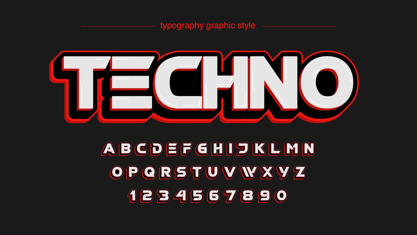 Futuristic Red Squared Typography vector