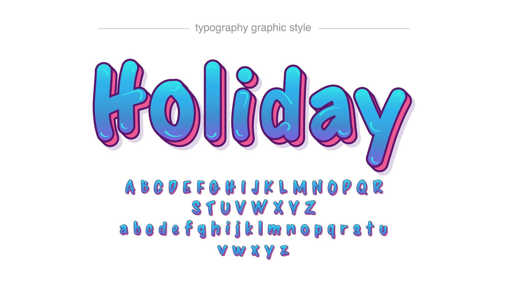 Blue 3D Bold Cartoon Style Artistic Font vector