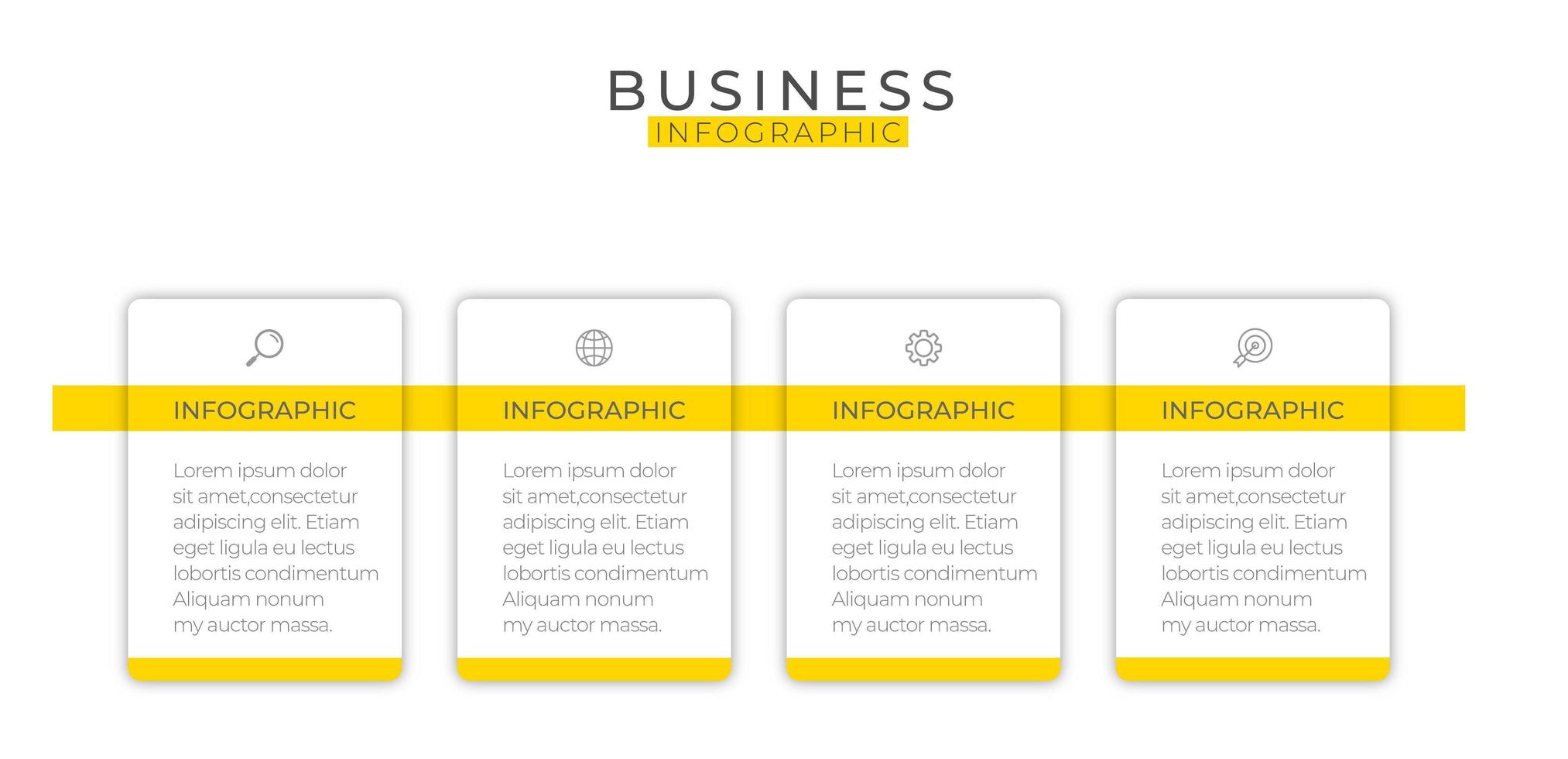 Modern yellow square business infographic template vector