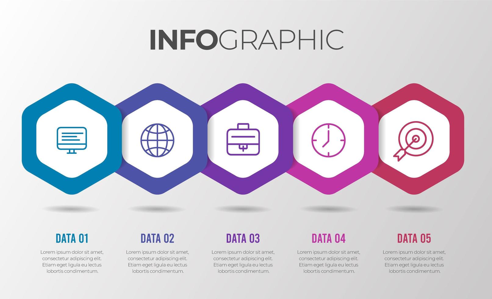 plantilla de infografía de negocios modernos de forma hexagonal vector