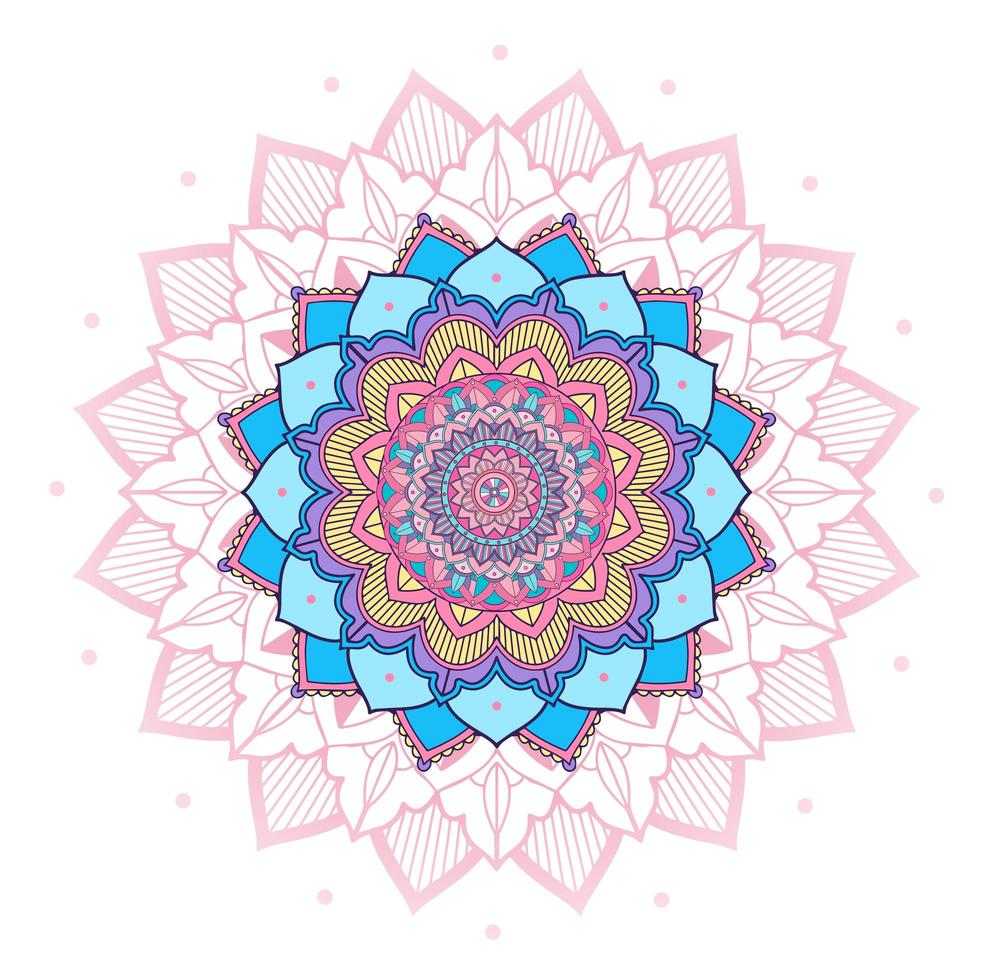 diseño de mandala de círculo rosa, morado, azul vector