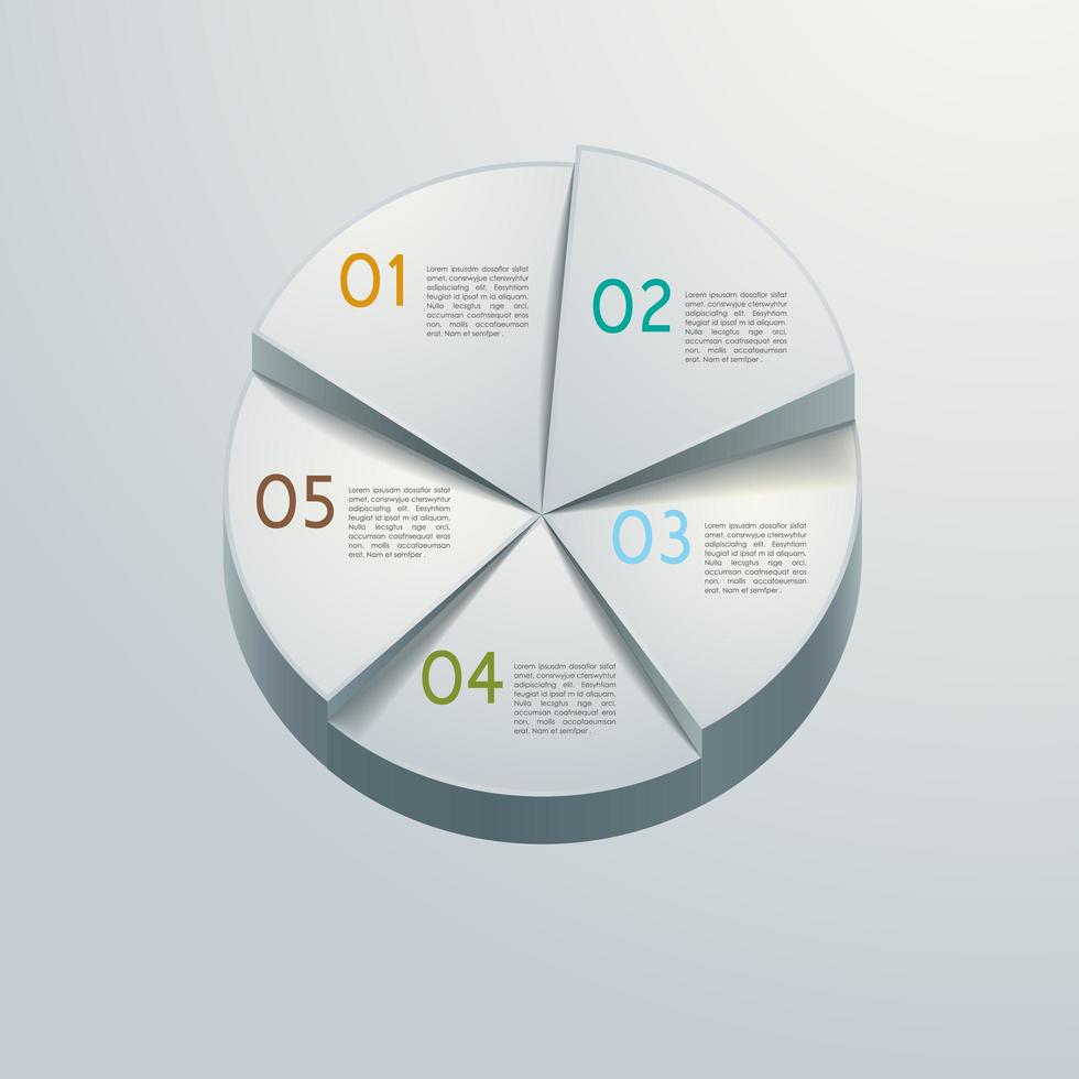 Modern circle with five options infographic design vector