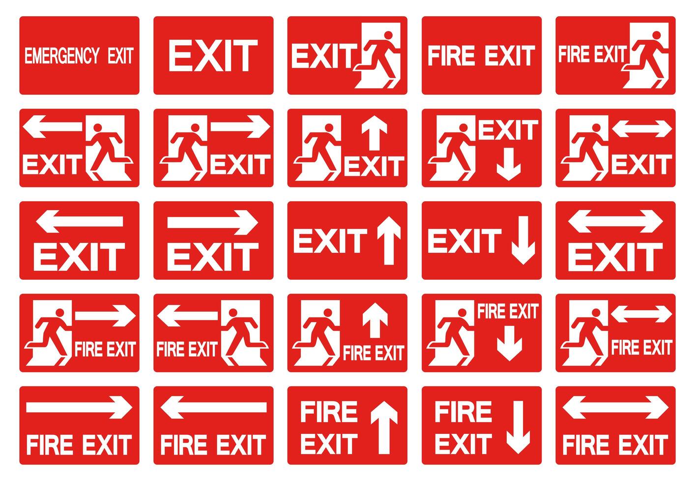 Emergency Exit Red Symbol Set vector