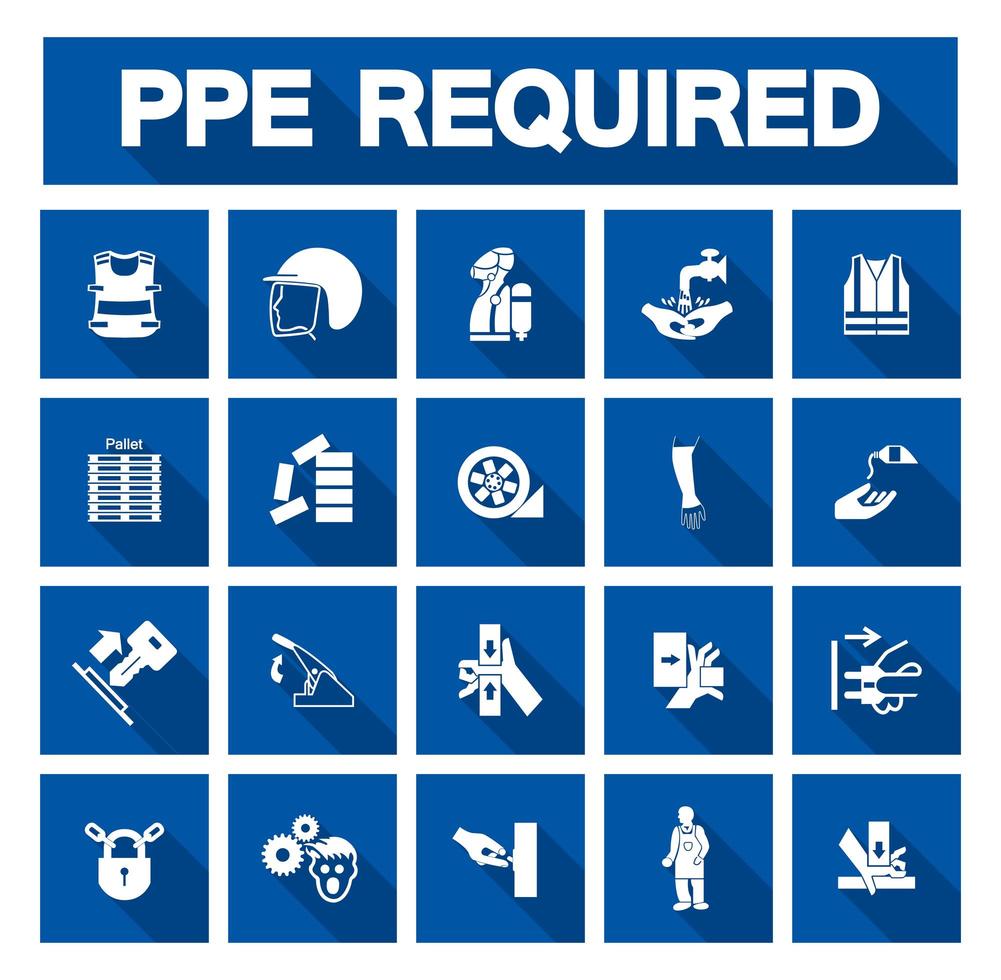 Required Personal Protective Equipment Blue Icon Collection vector