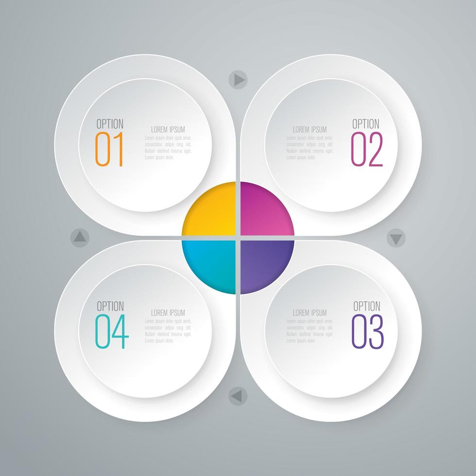 Modern infographic design template with four circular flower options vector