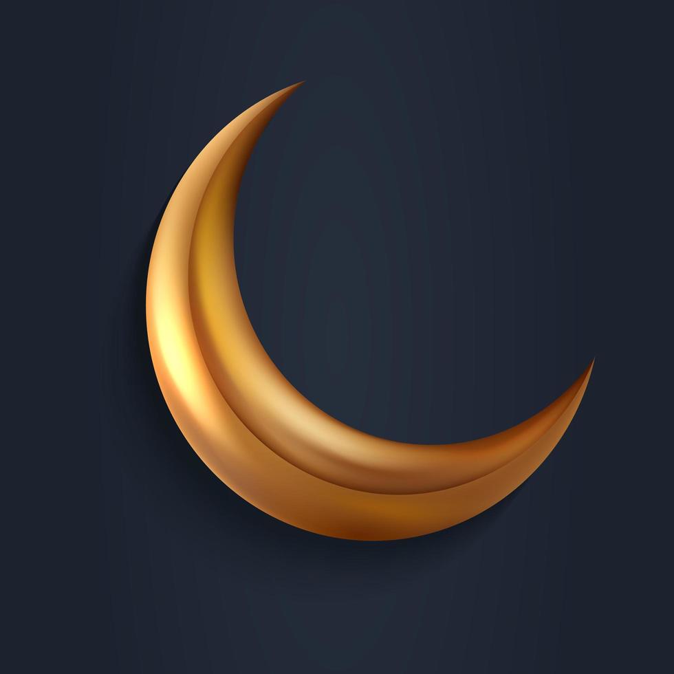 Gold moon on dark night background vector