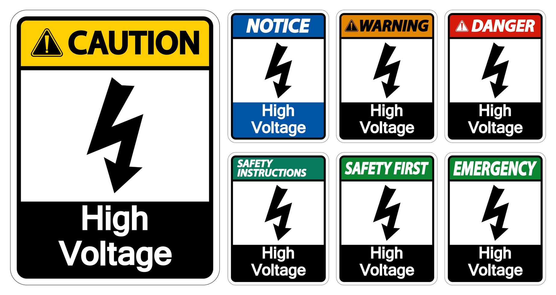 High voltage Sign Collection vector