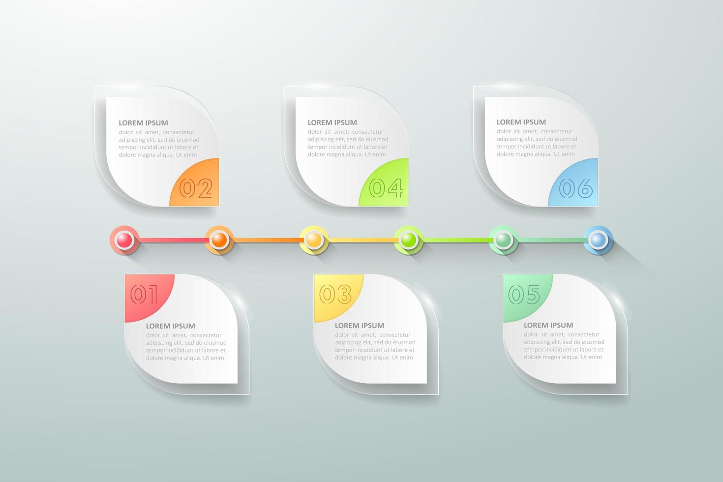 Infografía de flujo de trabajo de línea de tiempo empresarial con estilo de hoja vector