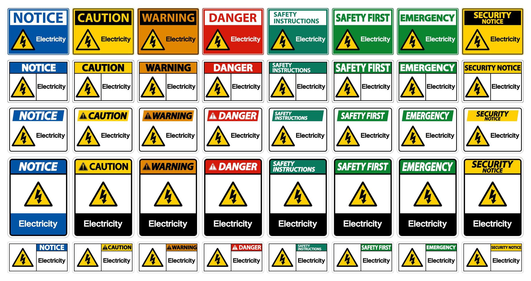 colección de signos de símbolo de electricidad vector