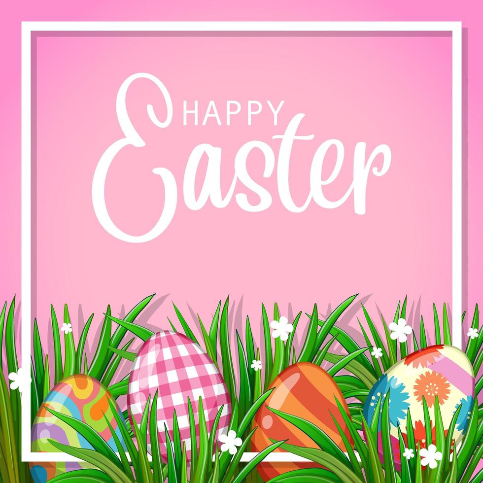 Easter Poster with Decorated Eggs vector