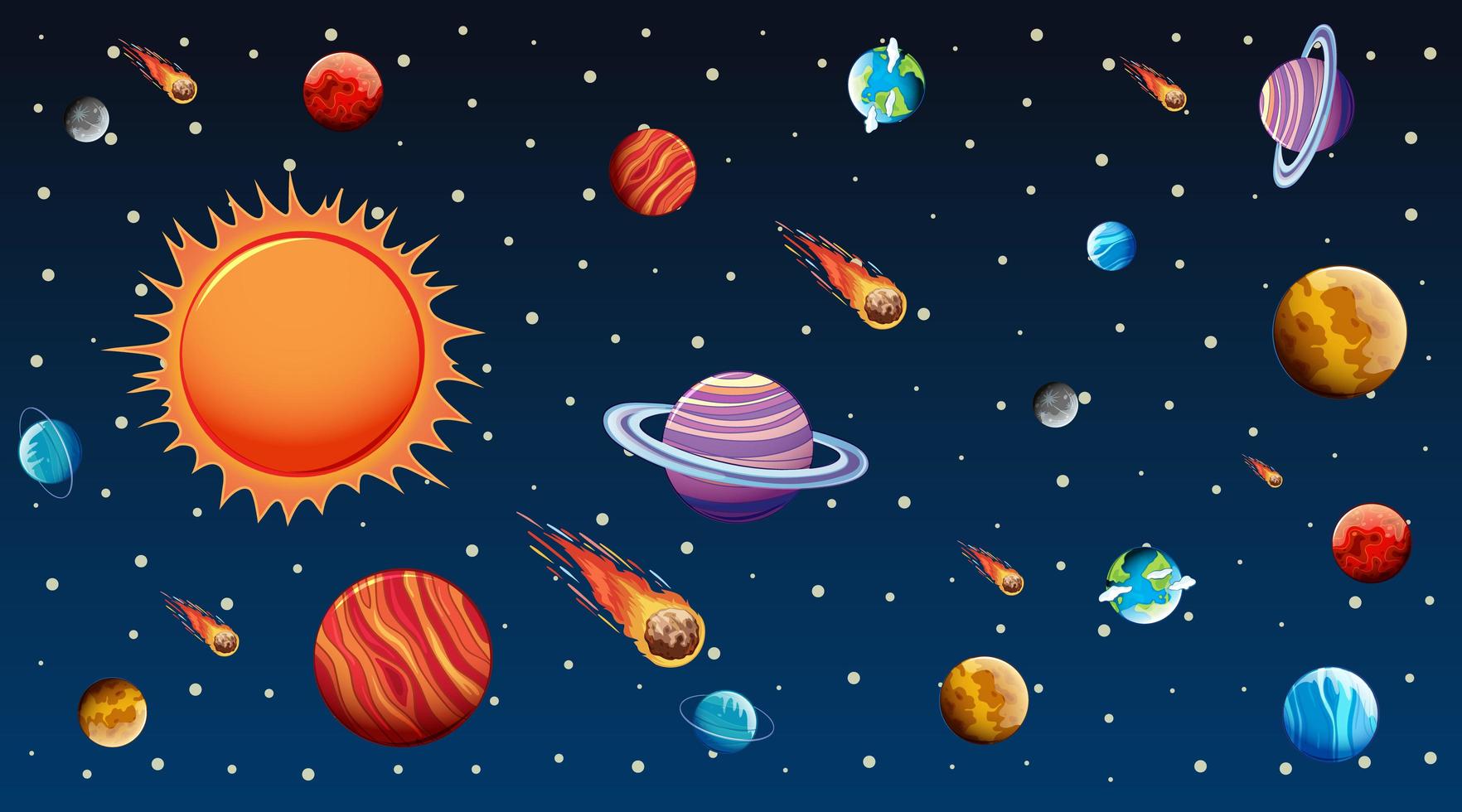 Stars and Planets in Outer Space vector