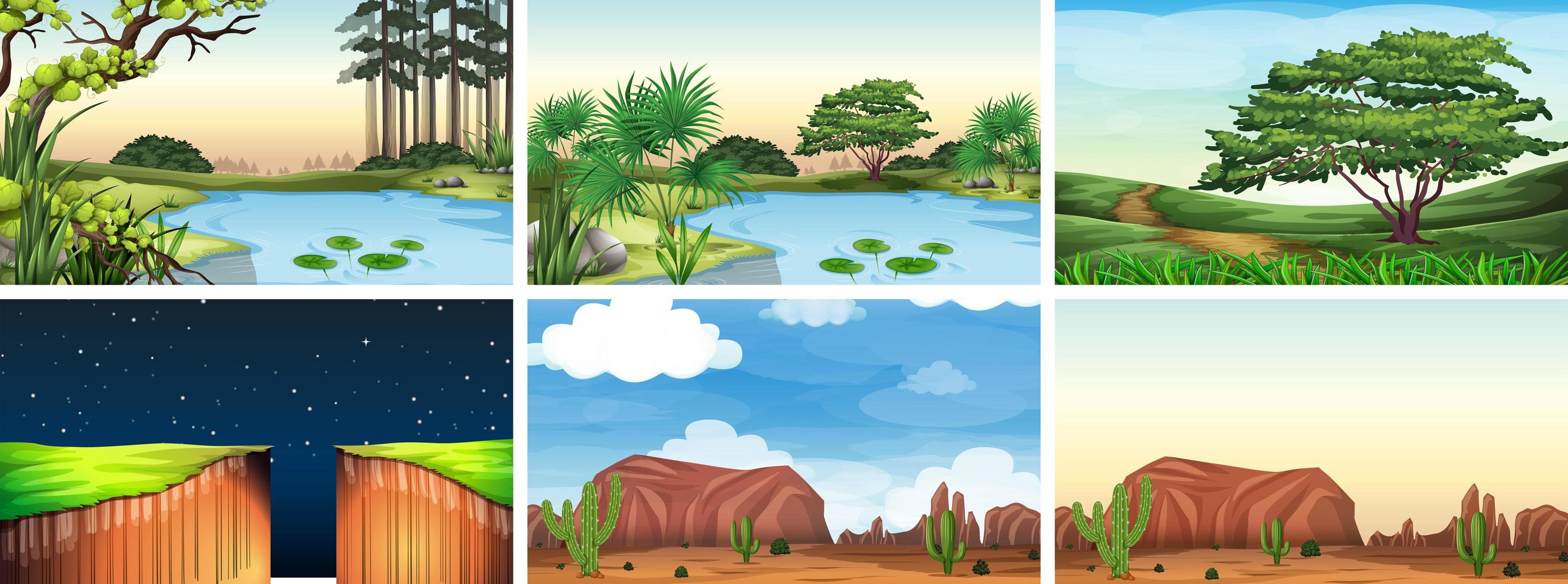 escenas de paisajes naturales vector