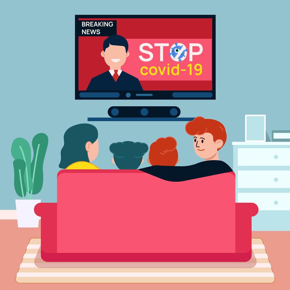 Stay at home with family concept vector